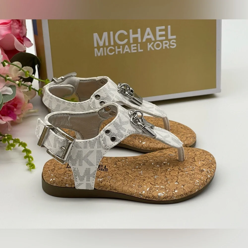 Michael Kors Girl’s Monogram Thong Charm Sandals
